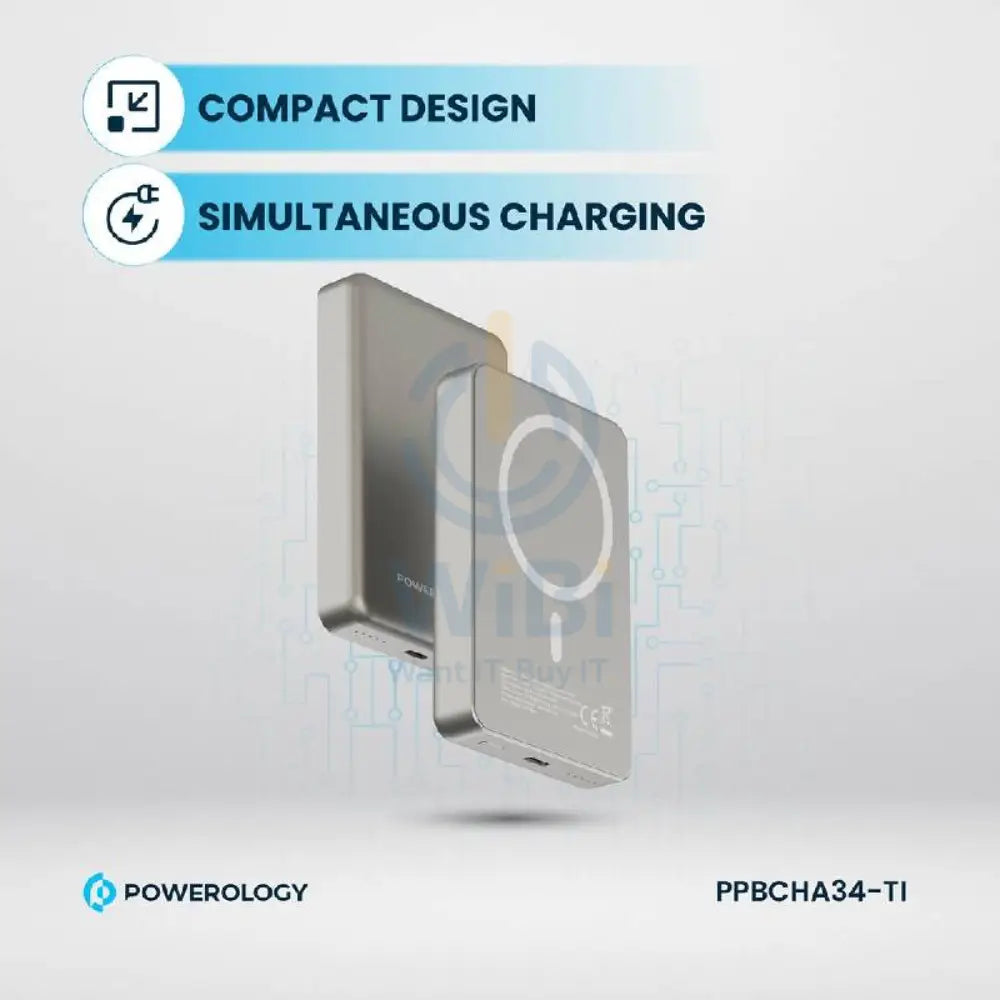 Powerology MagSafe Power Bank - 10000mAh / 20W PD / Titanium Accessories > Power Bank