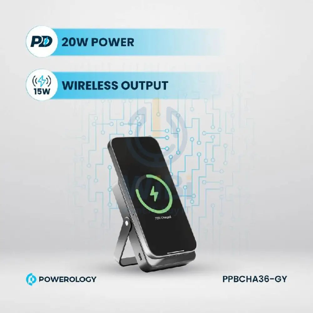 Powerology MagSafe Power Glass Surface Power Bank - 10000mAh / Type-C / Titanium Accessories > Power Bank