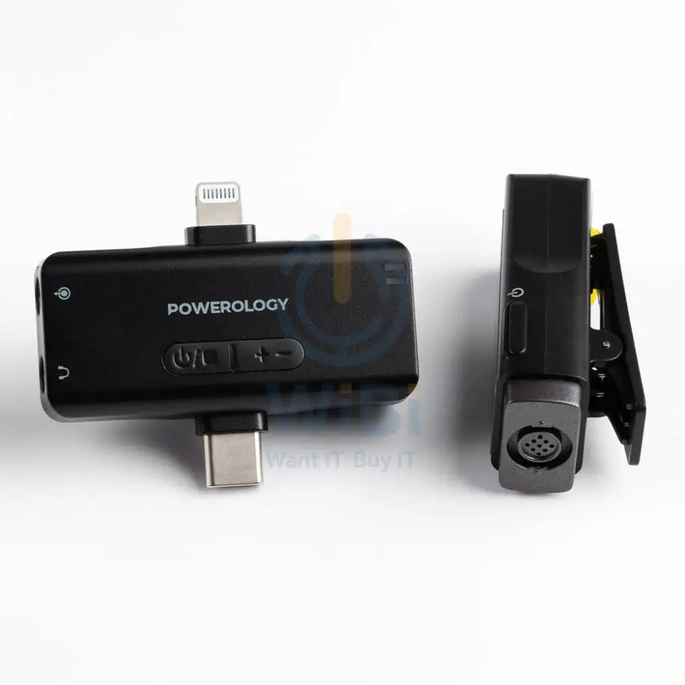 Powerology MFI Dual Connector Wireless Lavalier Microphone - 1000mAh / Black Accessories > Audio > Microphone