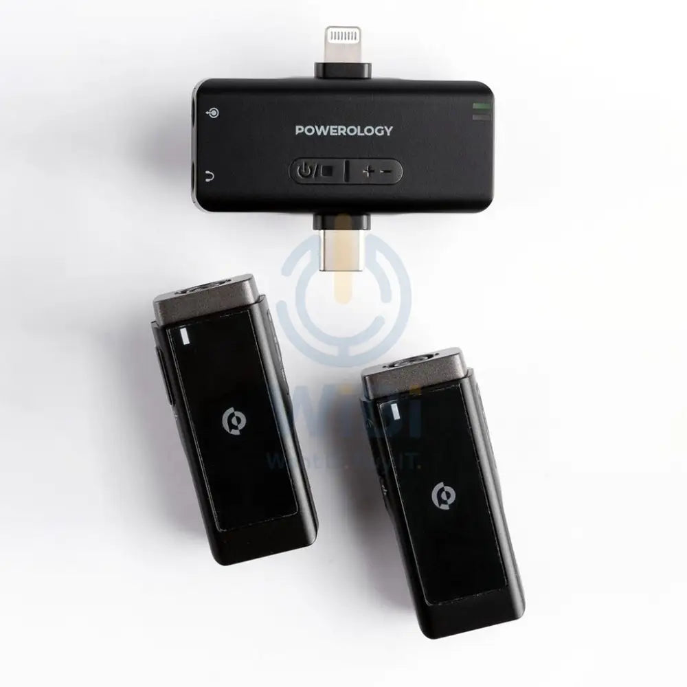 Powerology MFI Dual Connector Wireless Lavalier Microphone - 2000mAh / Black Accessories > Audio > Microphone