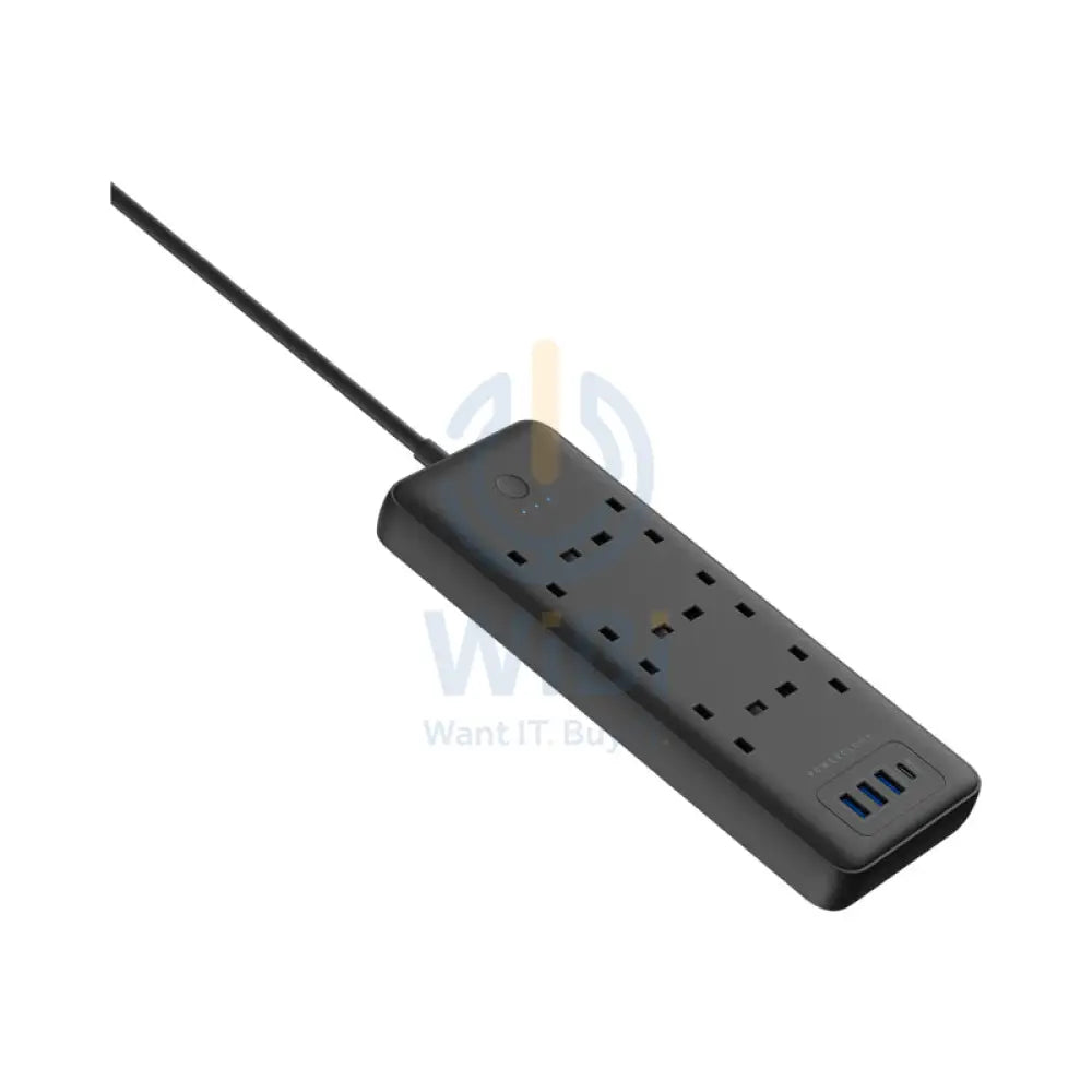 Powerology Multiport Power Extension - 6 Way / USB-C / 3 Meters / Black