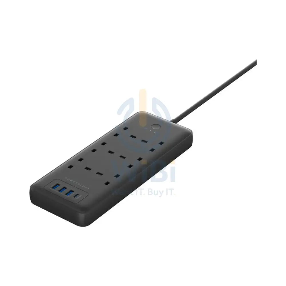 Powerology Multiport Power Extension - 6 Way / USB-C / 3 Meters / Black