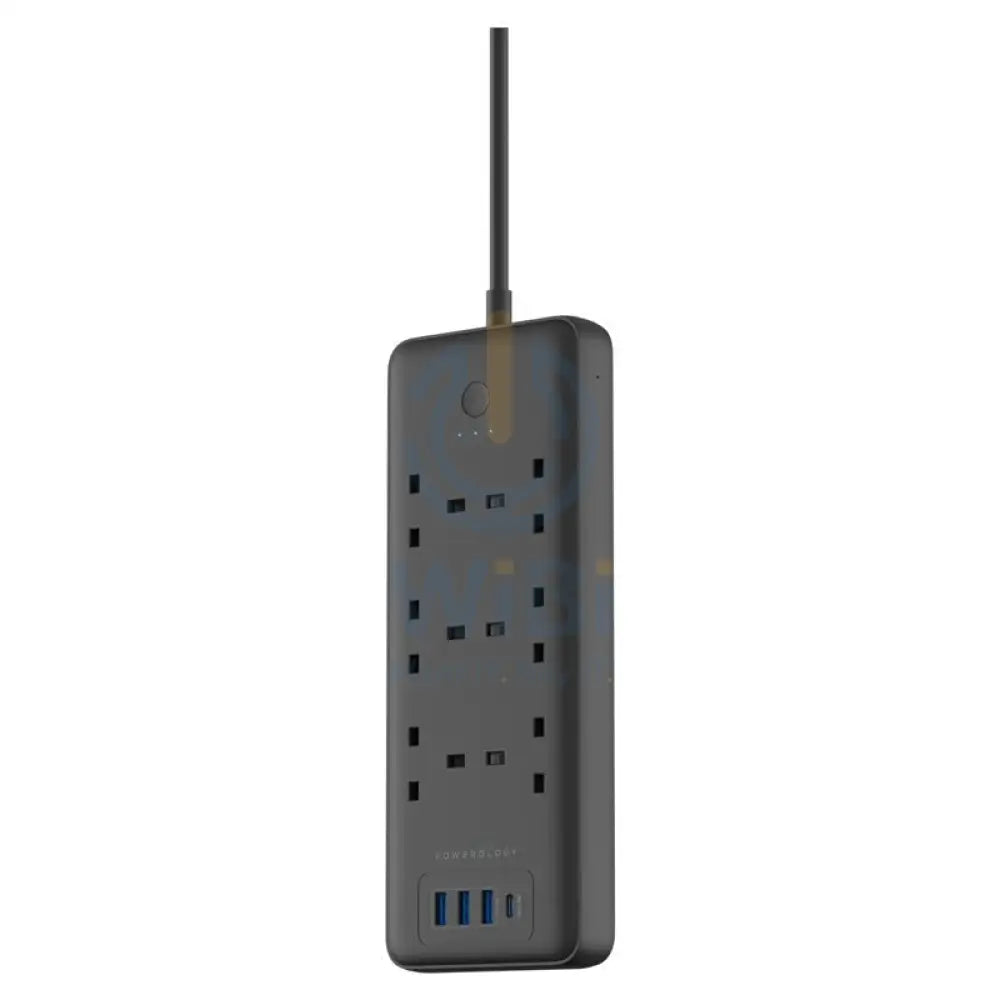 Powerology Multiport Power Extension - 6 Way / USB-C / 3 Meters / Black