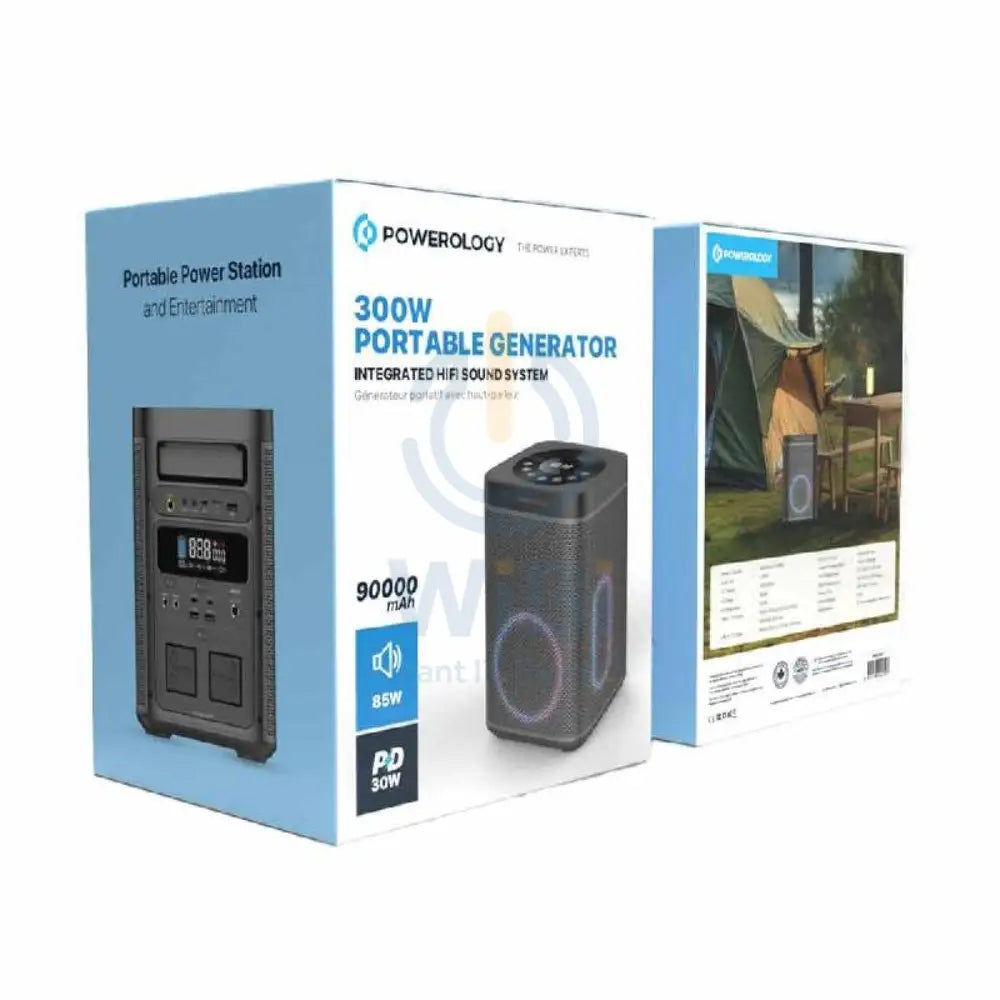Powerology Portable Generator Integrated Hi-Fi Sound System - 90000mAh / 300W / Black Accessories > Outdoor & Travel