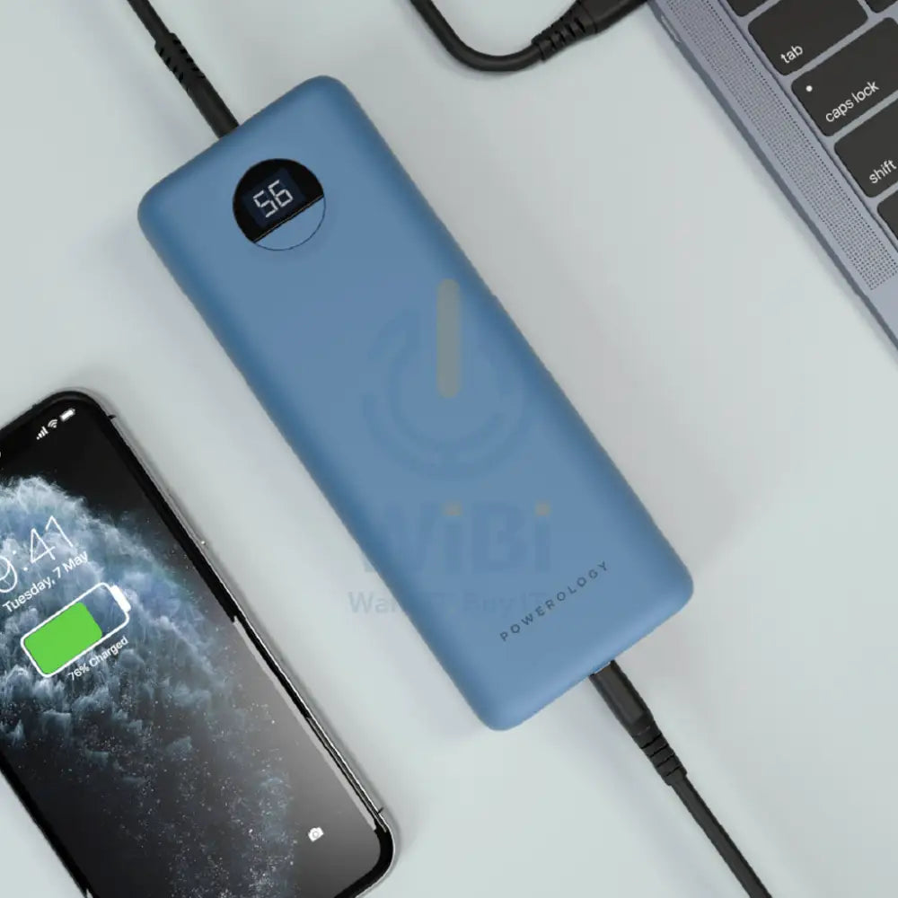 باورولوجي المحمولة بنكطاقة سريع الشحن - 30000 مللي أمبير / 45 واط / أزرق اكسسوارات > بنك طاقة