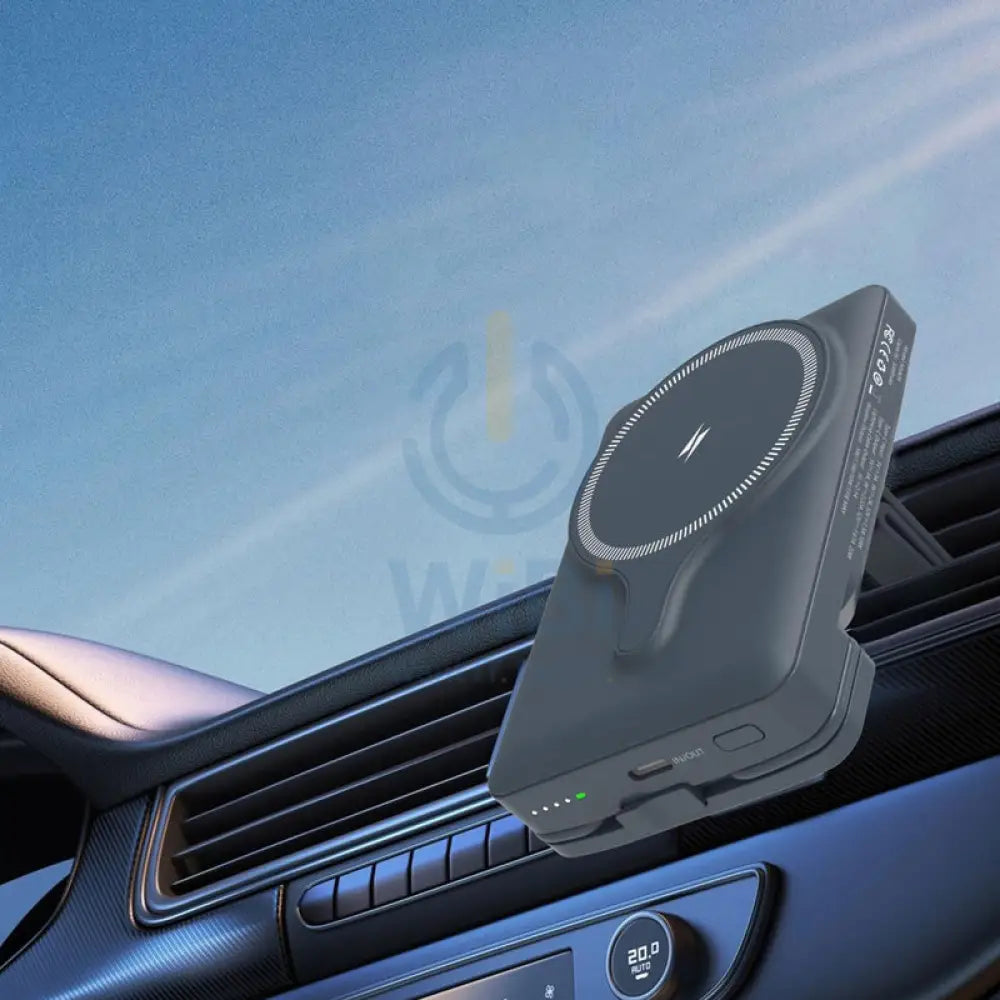 بنك باورولوجي طاقة مع مغناطيسي لاسلكي شاحن السيارة - 5000 مللي أمبير / يو اس بي تايب-سي - اكسسوارات رمادي > بنك