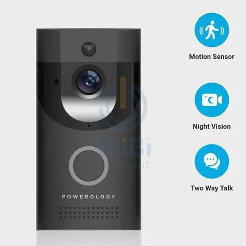 Powerology Smart Video Doorbell With Night Vision And Motion Sensor - Black Accessories > Smart Devices