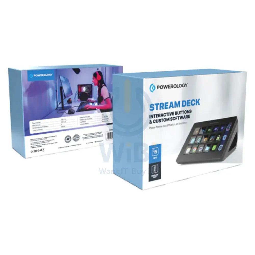 Powerology Stream Deck Interactive Buttons with Custom Software - Black Accessories > Smart Devices