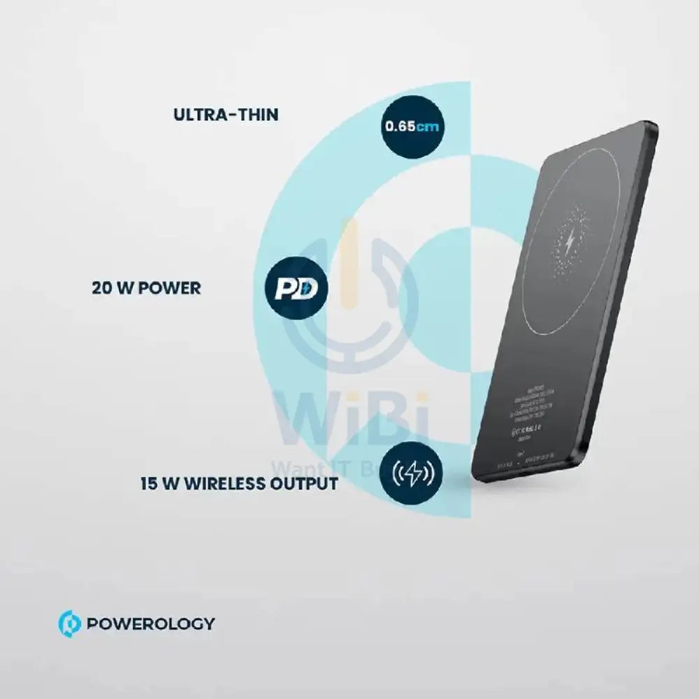 Powerology Ultra-Thin MagSafe Power Bank - 5000mAh / Type-C / Grey Accessories > Power Bank