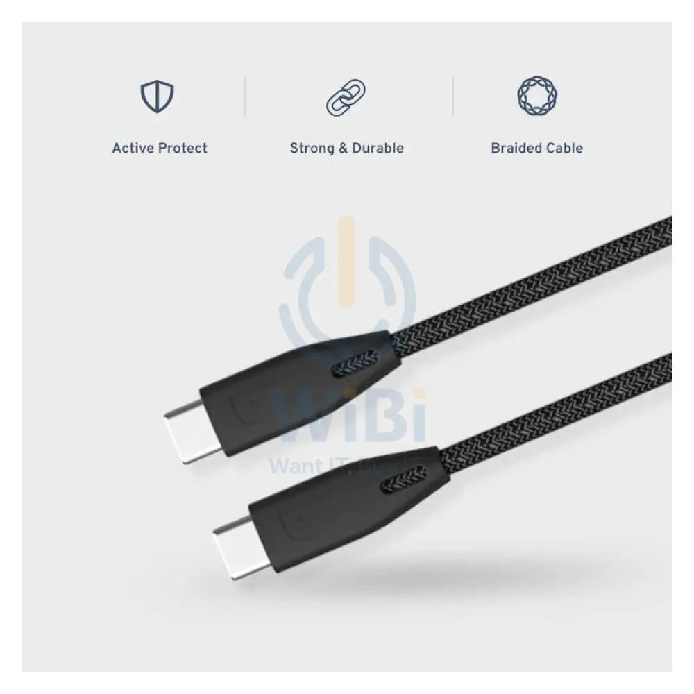 Powerology USB-C Charging Cable - USB-C To USB-C / 2 Meters / Black