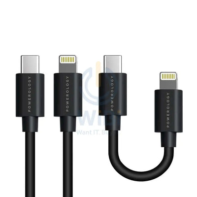 Powerology USB-C to Lightning Connector Cable 0.25m – Black Accessories > Cables & Converters > Cables