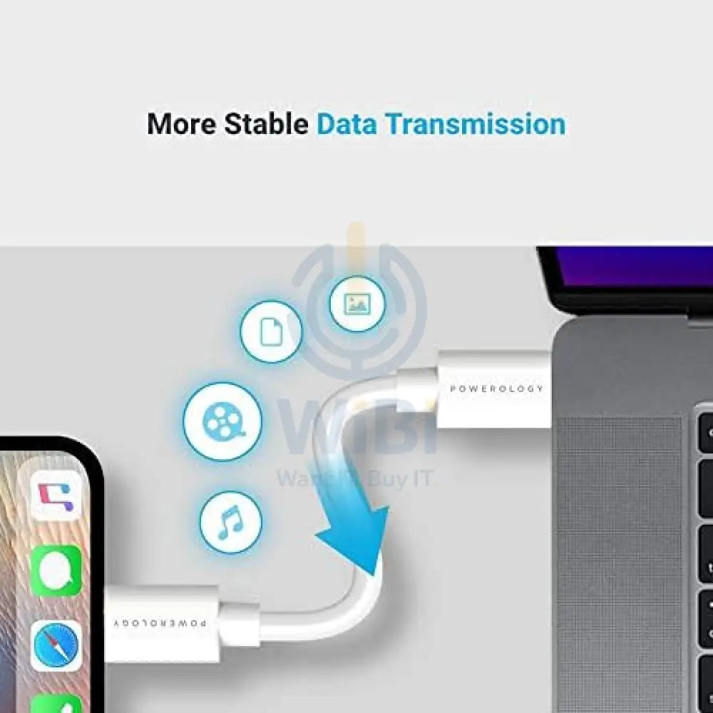 Powerology USB-C to Lightning Connector Cable 0.25m – White Accessories > Cables & Converters > Cables