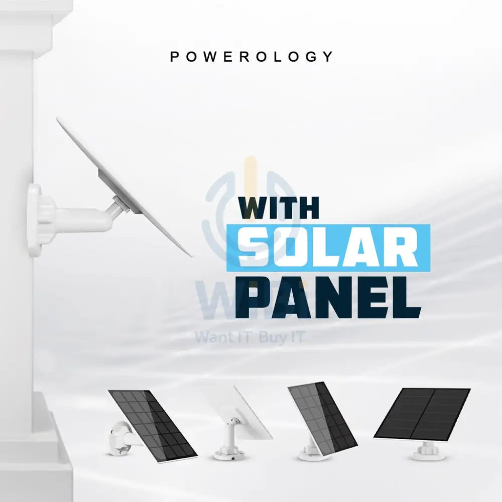 Powerology Wireless Outdoor Camera With Solar Panel - White Cameras > Security Cameras