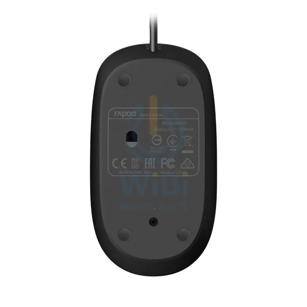 Rapoo N200 Wired Optical Mouse - 1600 DPI / Black Accessories > Keyboard & Mouse