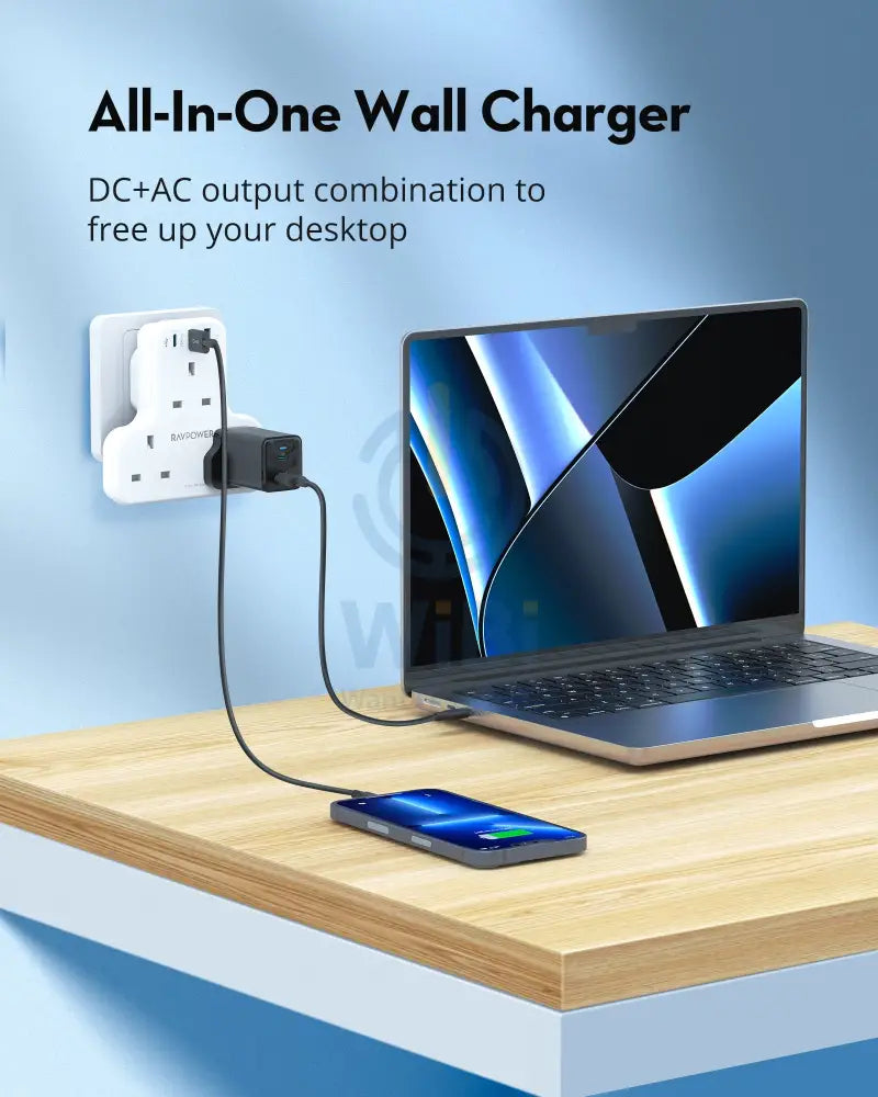 RAVPower Pioneer 20W 3 port charger with 3 AC plug - White Accessories > Power > Power Protection > Surge Protector >