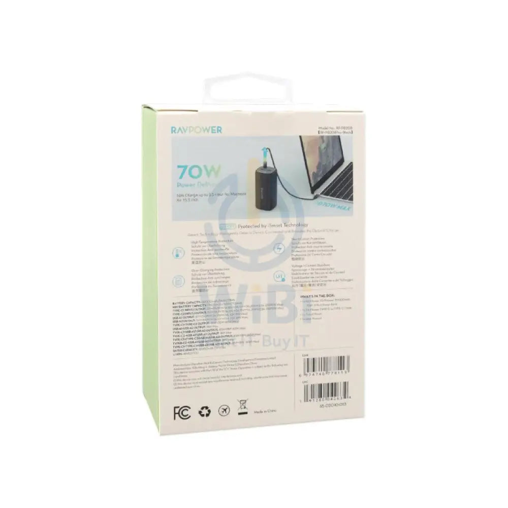 RAVPower RP-PB208Pro 70W Power Bank - 20,000mAh / USB-C / Black Accessories > Power Bank