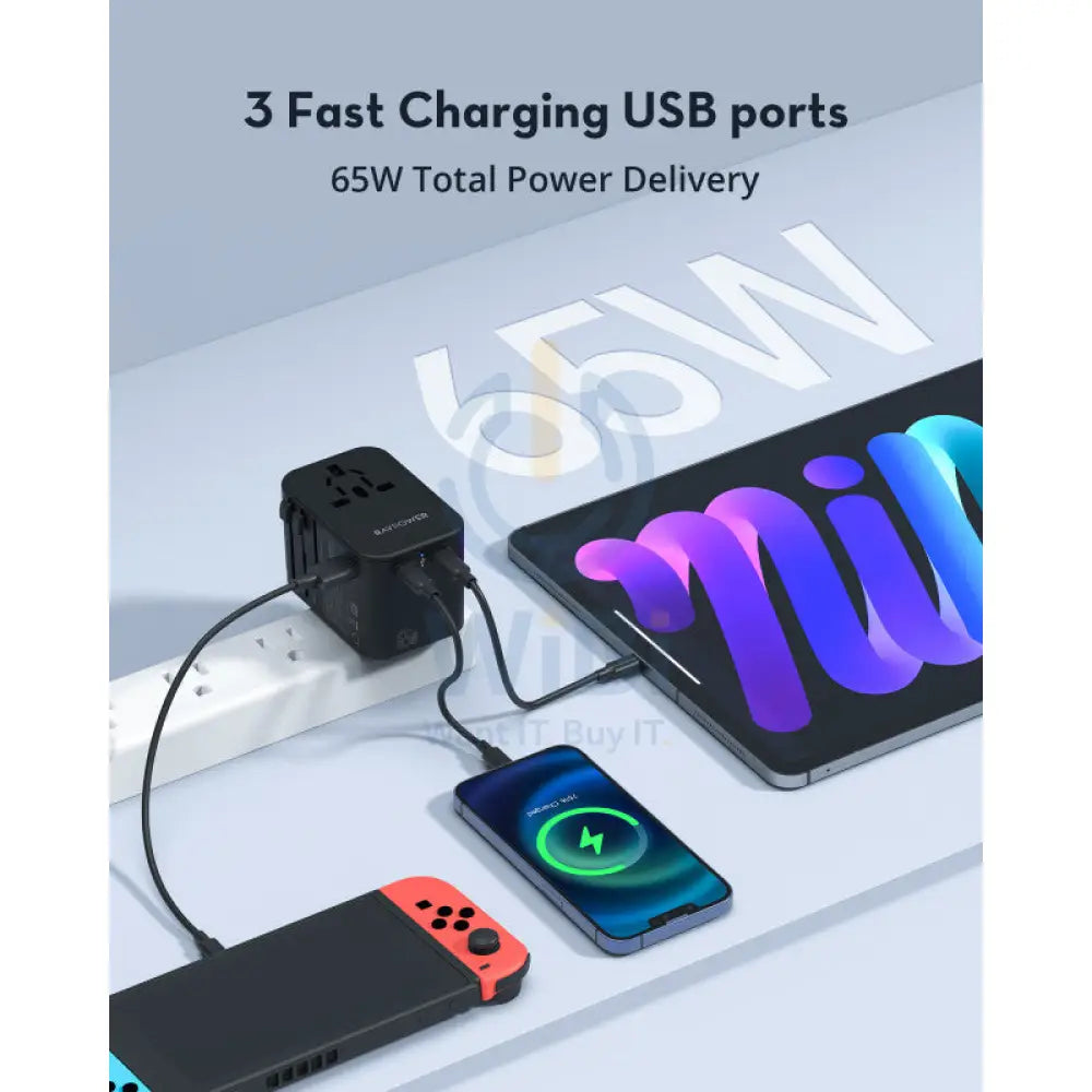 RAVPower RP-PC1034 PD PIONEER 65W 3-Port Travel Charger Accessories > Power Adapters