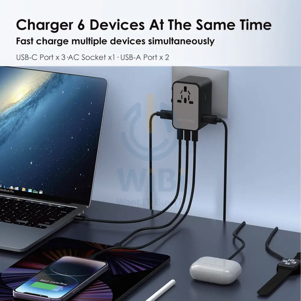 RAVPOWER RP-PC1043 PD GaN 75W 4-Port Travel Charger - Black Accessories > Power Adapters