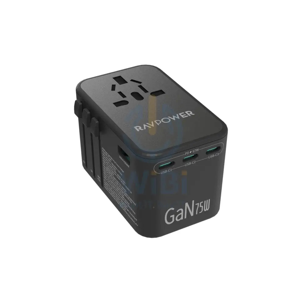 RAVPOWER RP-PC1043 PD GaN 75W 4-Port Travel Charger - Black Accessories > Power Adapters