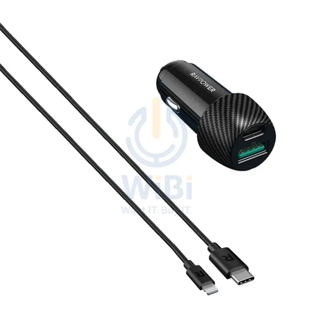RAVPower RP-VC031 Total 44W Car Charger + 1m Combo - Black Accessories > Power Adapters