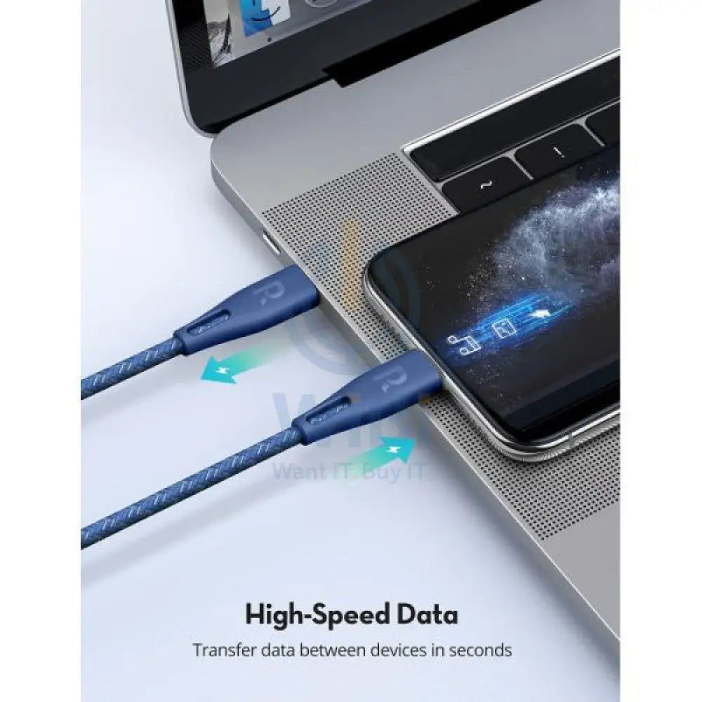 RAVPower Type-C to Lightning Cable 2m Nylon Blue Accessories > Cables & Converters > Cables