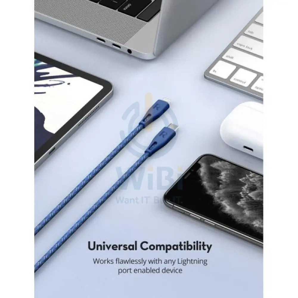 RAVPower Type-C to Lightning Cable 2m Nylon Blue Accessories > Cables & Converters > Cables