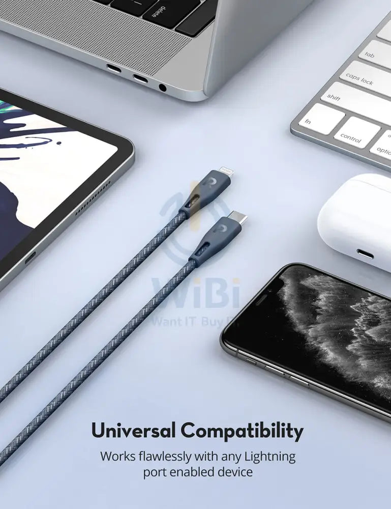 RAVPower Type-C to Lightning Charging Cable - 1.2 Meter / Nylon Grey Accessories > Cables & Converters > Cables