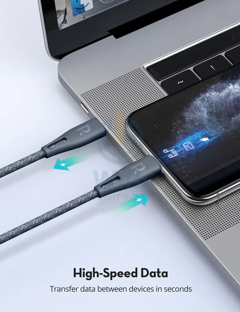 RAVPower Type-C to Lightning Charging Cable - 1.2 Meter / Nylon Grey Accessories > Cables & Converters > Cables