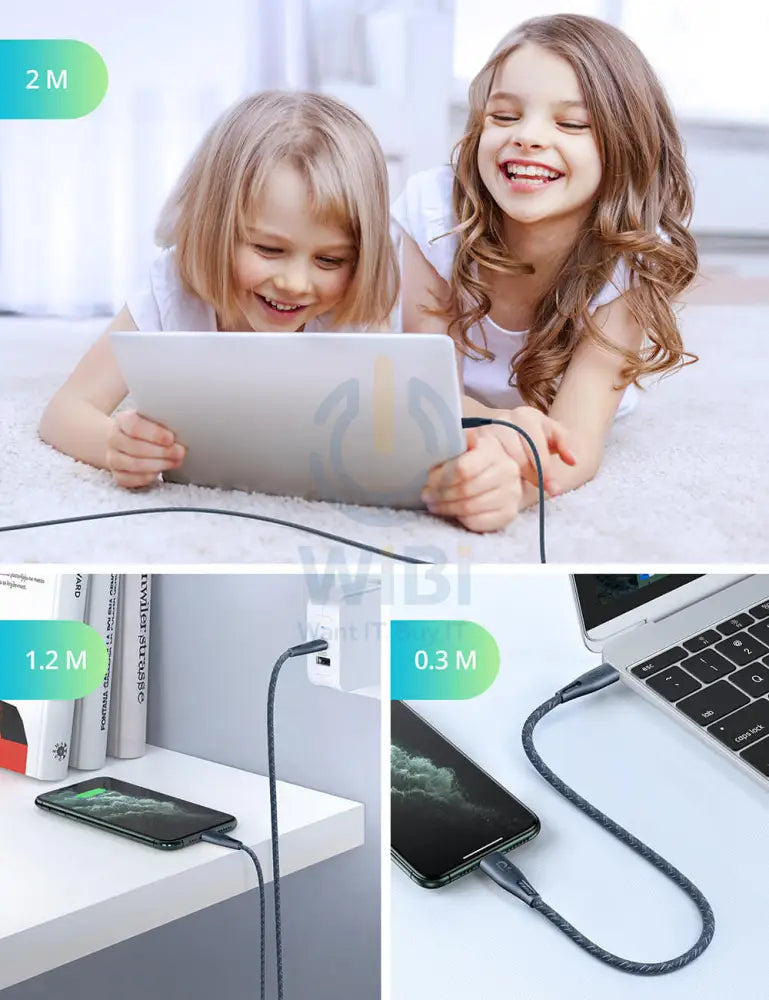 RAVPower Type-C to Lightning Charging Cable - 1.2 Meter / Nylon Grey Accessories > Cables & Converters > Cables