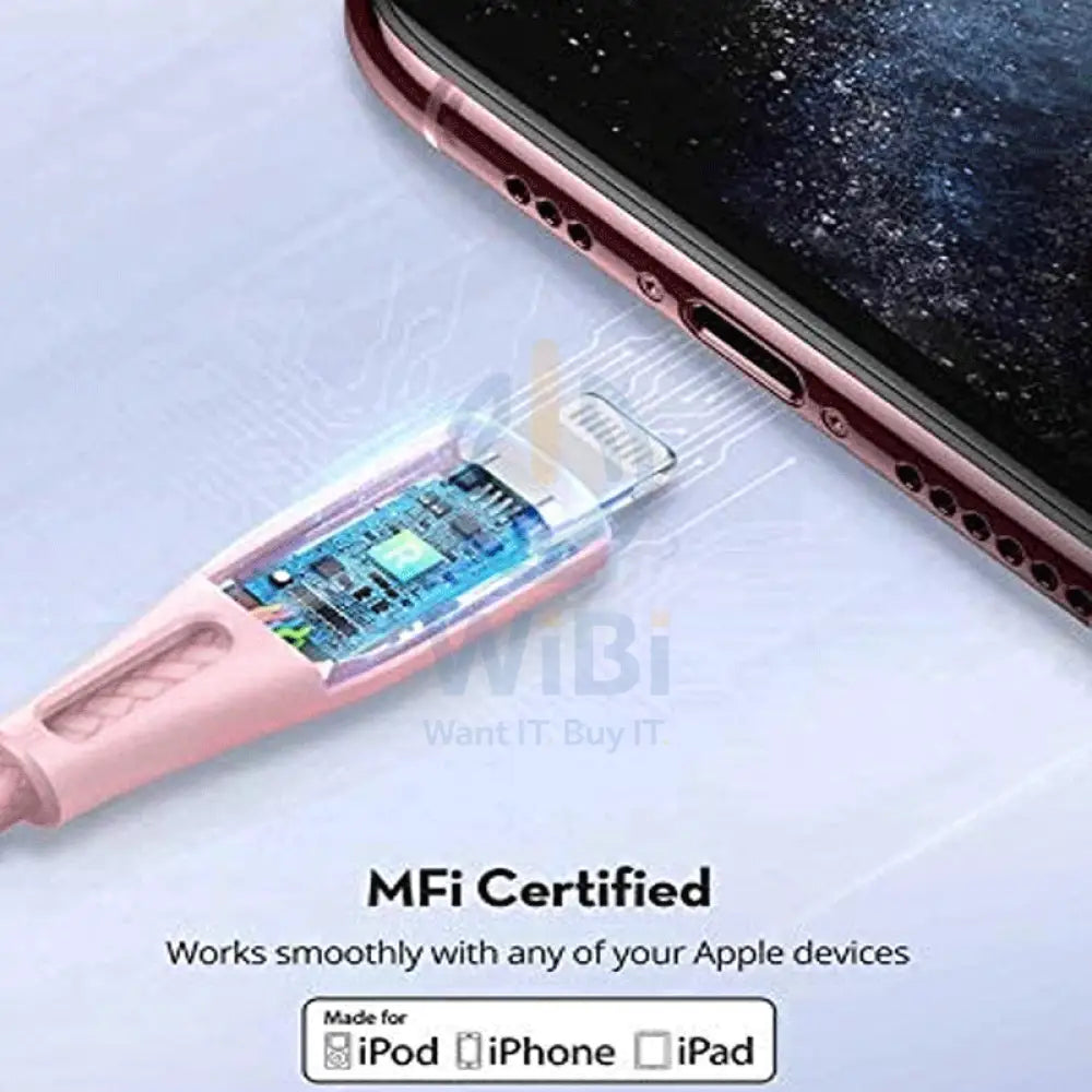RAVPower Type-C to Lightning Charging Cable - 1 Meter / Nylon Pink Accessories > Cables & Converters > Cables