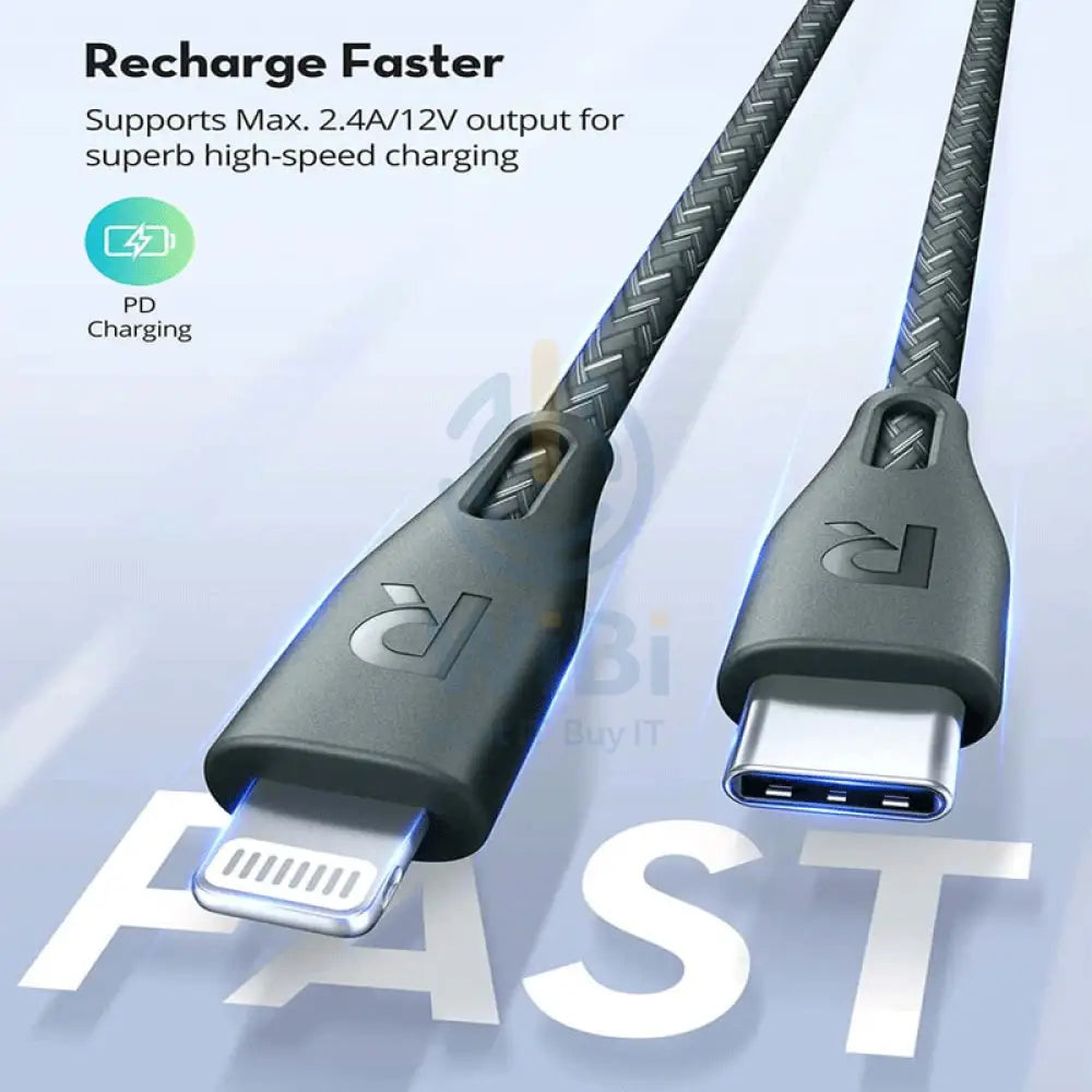 RAVPower Type-C to Lightning Charging Cable - 2 Meter / Nylon Green Accessories > Cables & Converters > Cables