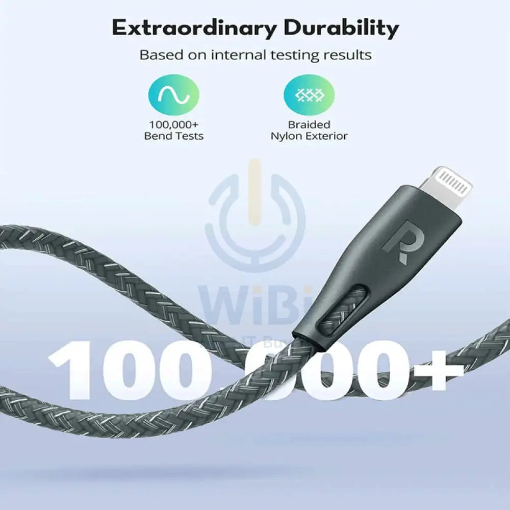 RAVPower Type-C to Lightning Charging Cable - 2 Meter / Nylon Green Accessories > Cables & Converters > Cables
