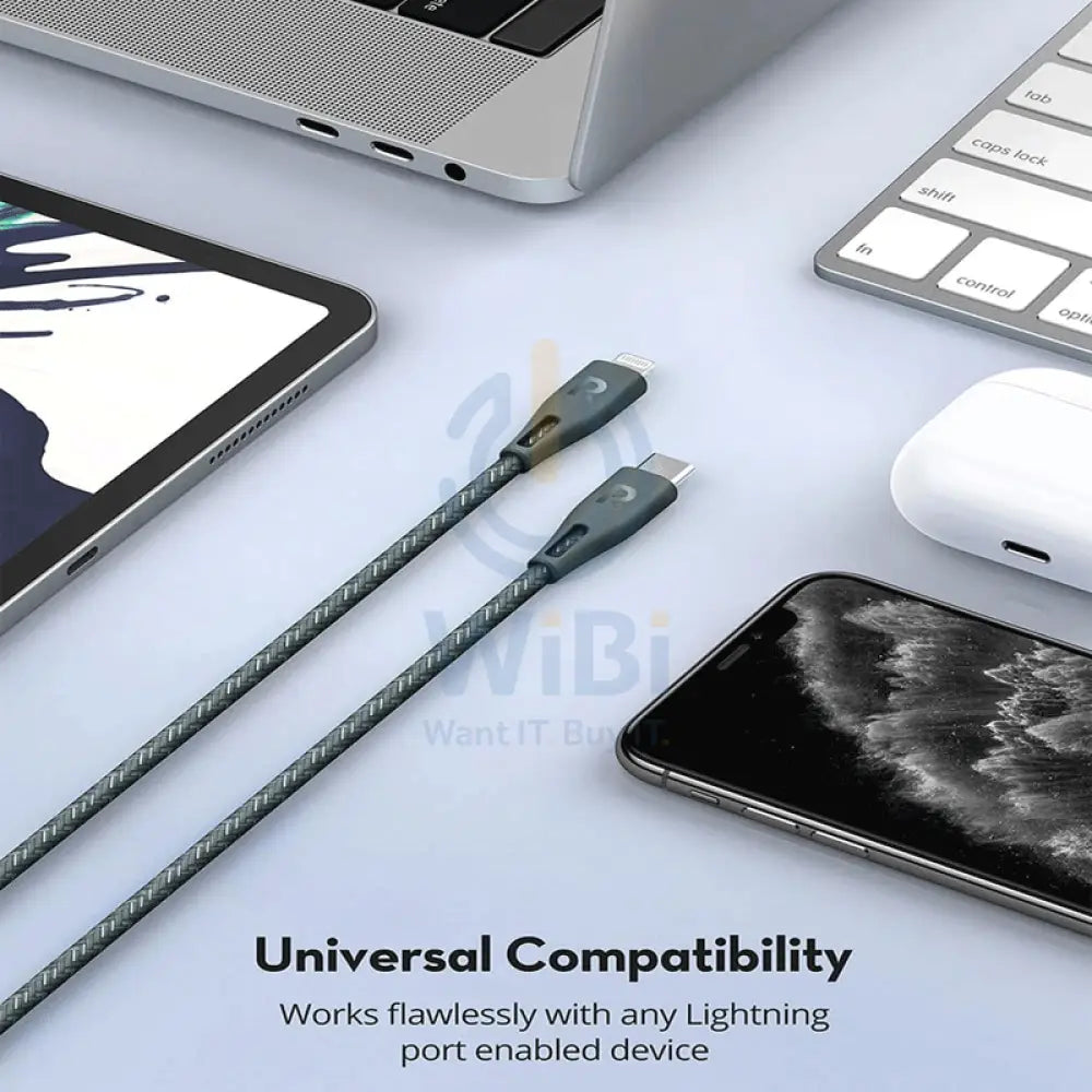RAVPower Type-C to Lightning Charging Cable - 2 Meter / Nylon Green Accessories > Cables & Converters > Cables