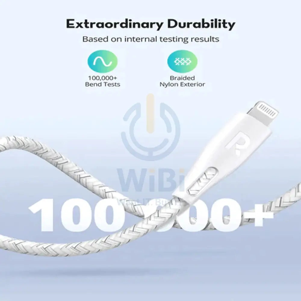 RAVPower Type-C to Lightning Charging Cable - 2 Meter / Nylon White Accessories > Cables & Converters > Cables