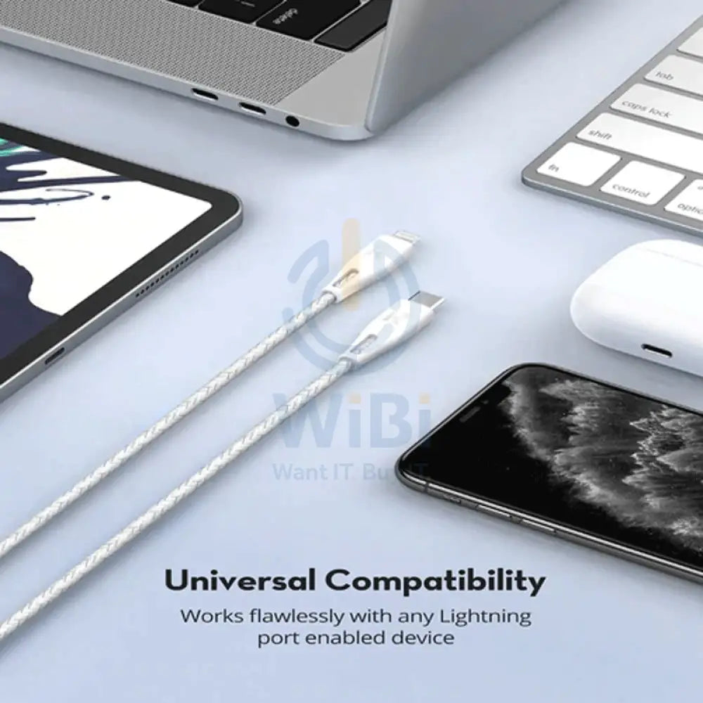 RAVPower Type-C to Lightning Charging Cable - 2 Meter / Nylon White Accessories > Cables & Converters > Cables