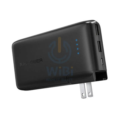 RavPower10000mAh Power Bank With EU & UK Adapter Black (Built-In US Plug) Accessories > Power Adapters