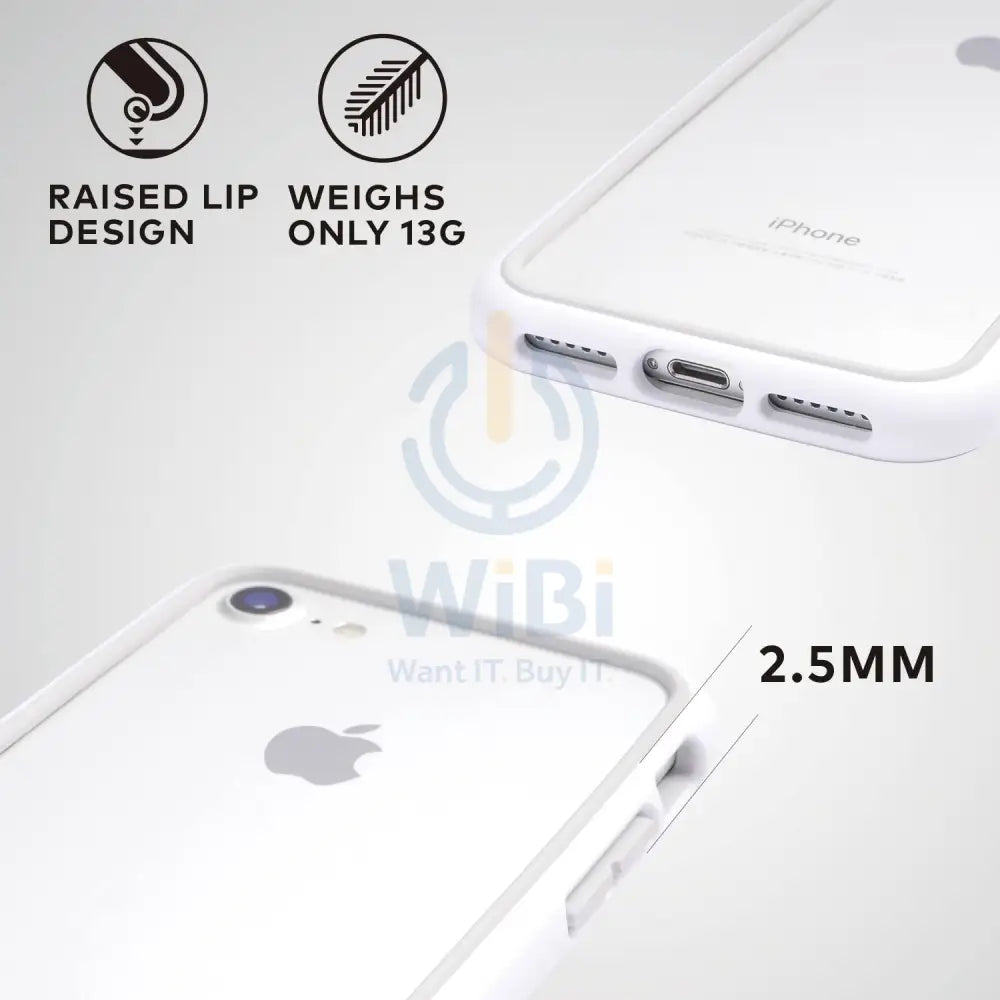 RHINOSHIELD Crash Guard Bumper Case - Apple iPhone SE/7/8 / White Accessories > Mobiles & Tablets > Mobiles > Covers &