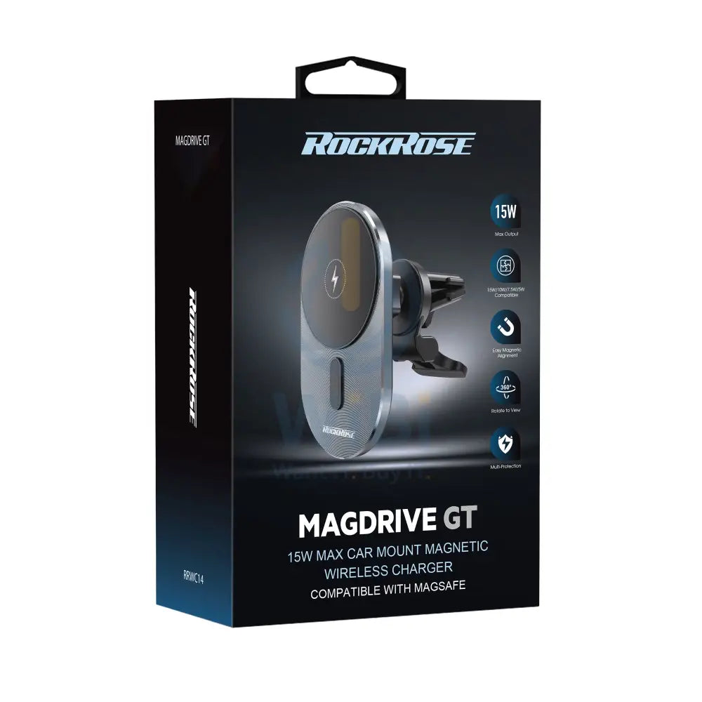 Rockrose 15W Magnetic Air Vent Wireless Charger Compatible with MagSafe - Black Accessories > Power Adapters