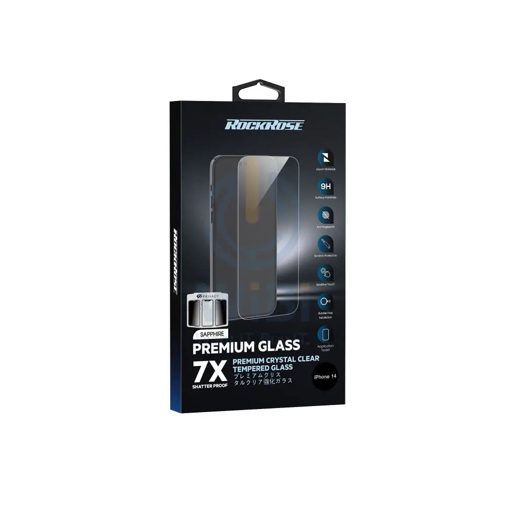 RockRose Crystal Clear Privacy Tempered Glass Protector for iPhone 14 Accessories > Mobiles & Tablets > Mobiles >