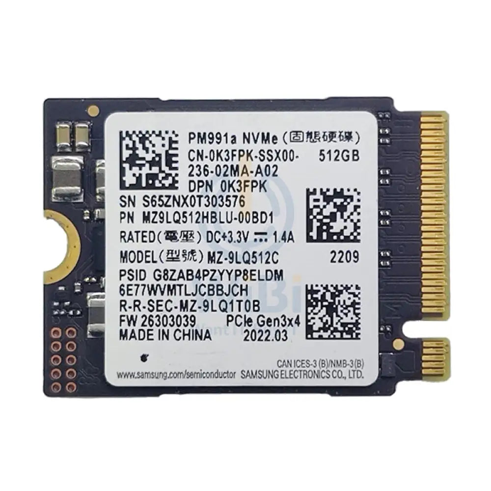 Samsung PM991a M.2 PCIe NVMe SSD - 512GB / M.2 2230 / PCIe 3.0 / Open - SSD (Solid State Drive) Storage > Solid State