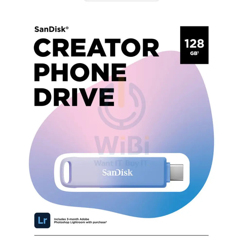 SanDisk Creator Phone Drive - 128GB / Up to 90 MB/s / Lightning / USB 3.2 Gen 1 Type-C / Adobe Lightroom 3-Months