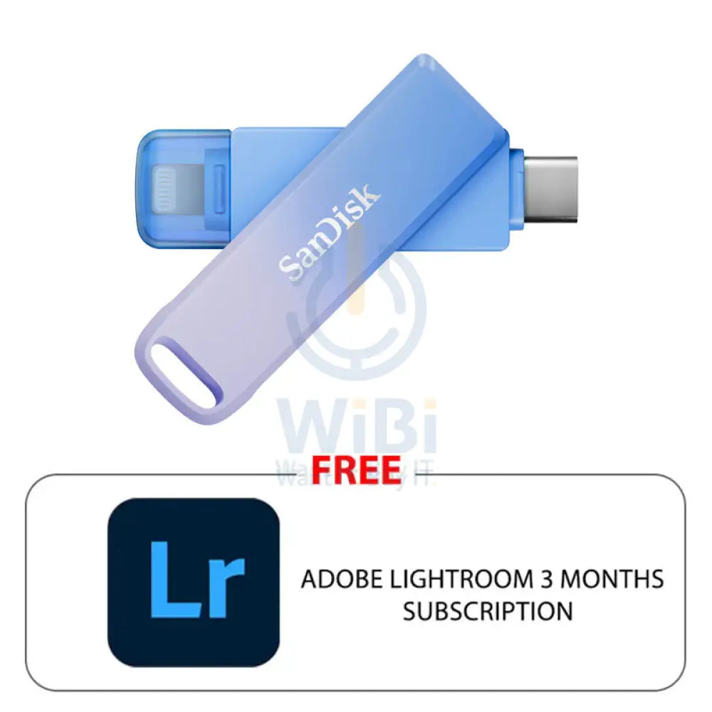 SanDisk Creator Phone Drive - 128GB / Up to 90 MB/s / Lightning / USB 3.2 Gen 1 Type-C / Adobe Lightroom 3-Months