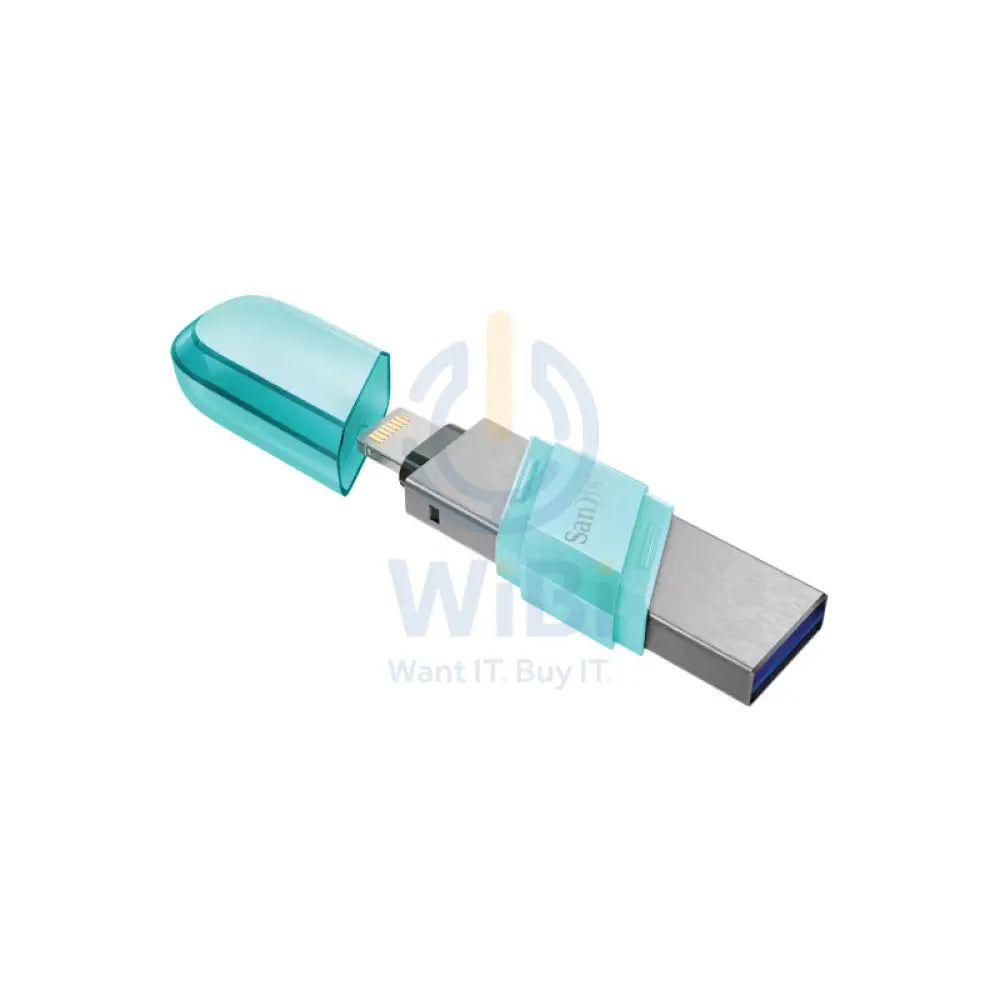 SanDisk iXpand Flash Drive Flip - 128GB / USB 3.1 Gen 1 / Lightning / Ice Mint Storage > USB Flash Drive