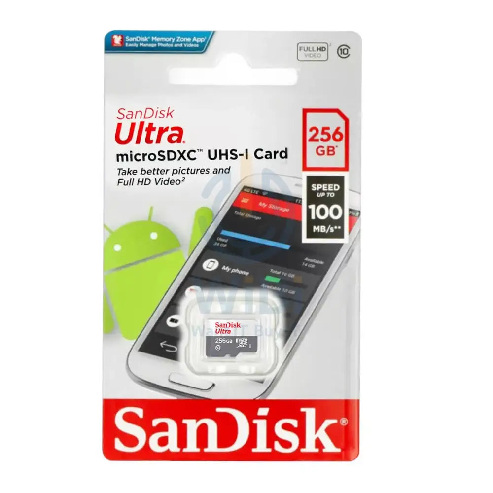 سانديسك ألترا microSDHC/مايكروSDXC UHS-I بطاقة UHS-I - 256 جيجابايت / فوق إلى 100 ميجابايت/ث تخزين > ذاكرة بطاقات