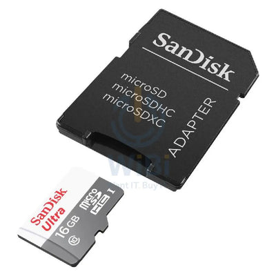 سانديسك ألترا MICROSDHC مع محول SD - 16 جيجابايت / فوق إلى 80 ميجابايت/ث تخزين >بطاقات