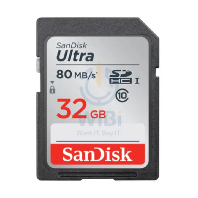 سانديسك ألترا SDHC UHS-I و SDXC UHS-I بطاقة 32 جيجابايت / فوق إلى 80 ميجابايت/ث تخزين >بطاقات