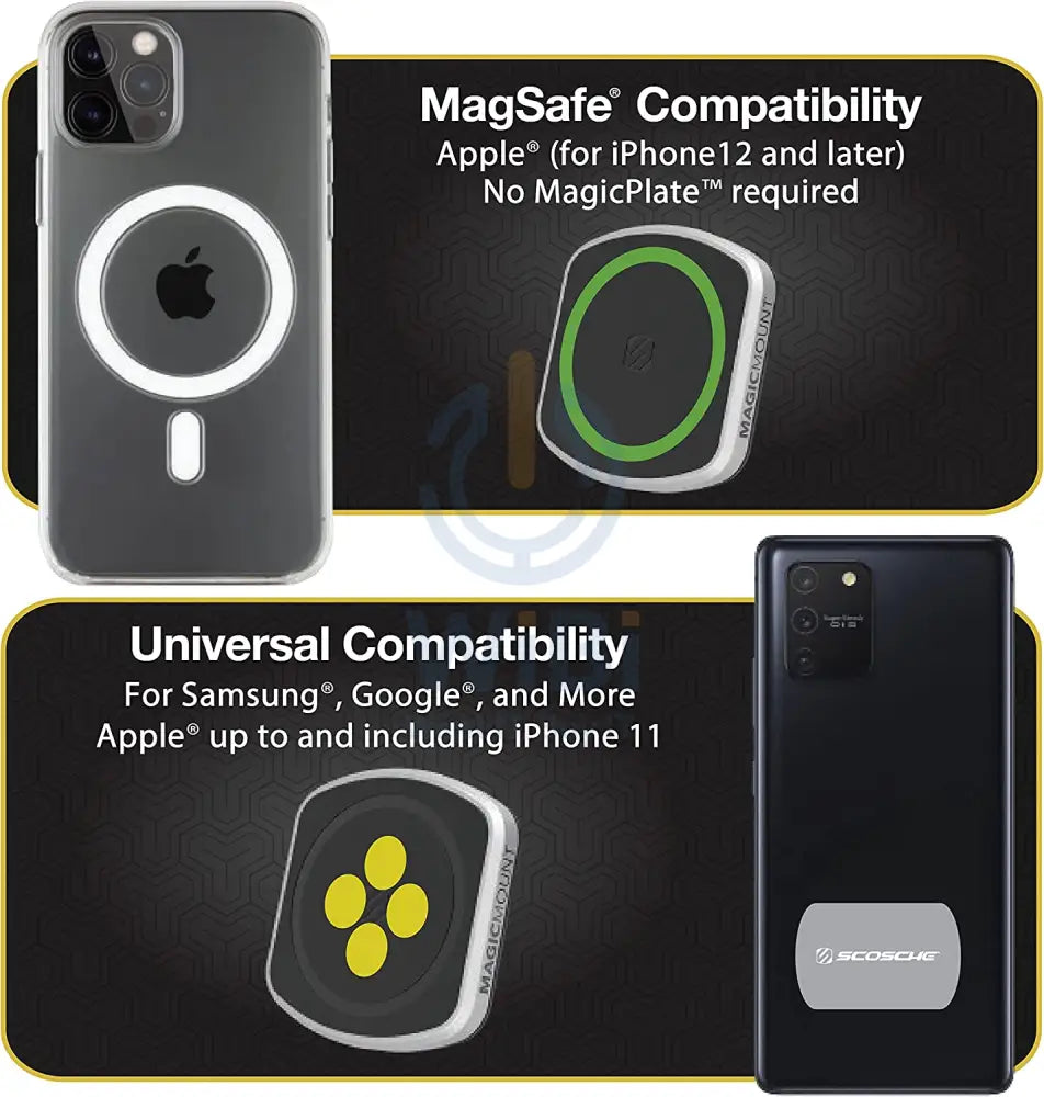 Scosche MagicMount ماجيك ماجيك برو 2 يونيفرسال ماج سيفمغناطيسي حامل كأس شفط للسيارة - أسود اكسسوارات > هواتف تابلت
