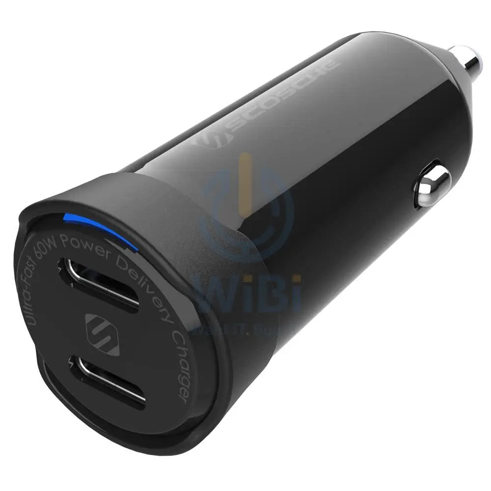 Scosche Powervolt Dual Fast Car Charger - 60W / USB-C / Black Accessories > Mobiles & Tablets > Mobiles > Car Chargers