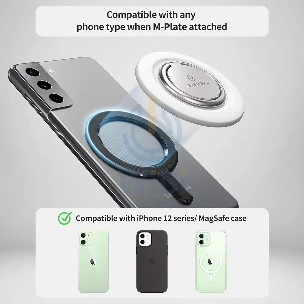 Sinjimoru M-Ringo Magnetic Phone Ring Holder for Apple MagSafe Case - Metallic Black Accessories > Mobiles & Tablets >
