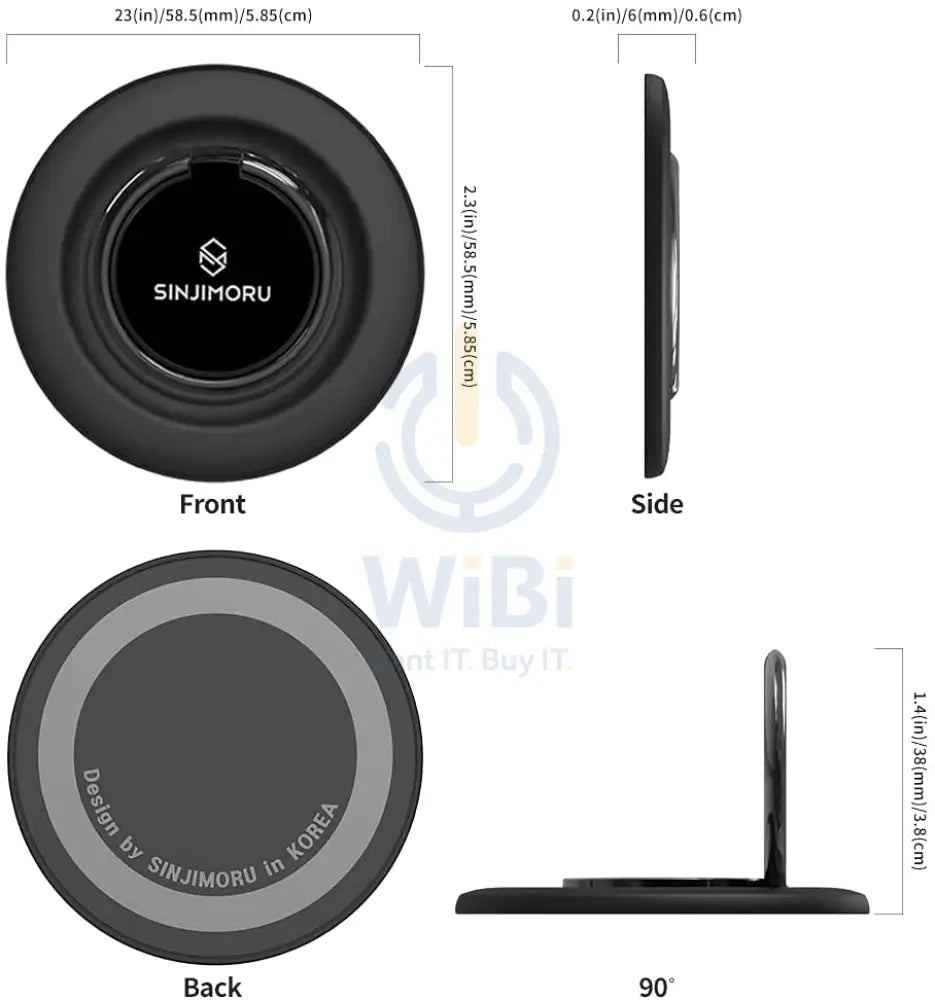 Sinjimoru M-Ringo Magnetic Phone Ring Holder for Apple MagSafe Case - Metallic Black Accessories > Mobiles & Tablets >